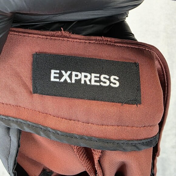 Express Pants Womens 14 Brown Ankle High Rise Tapered Pleated Dress Work Trouser - Picture 9 of 12